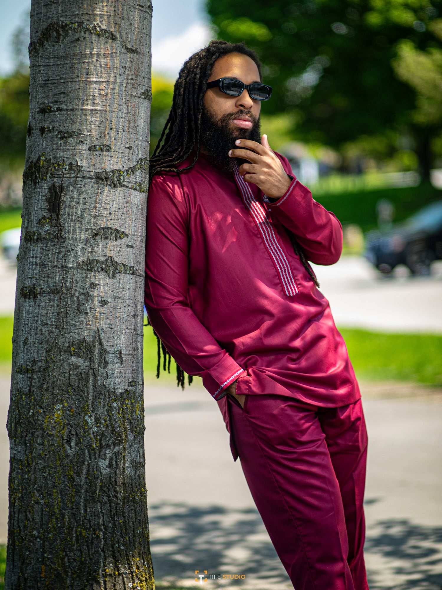Cultural wear portrait - burgundy